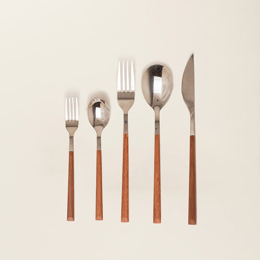 Cutlery Set | Silver Wood